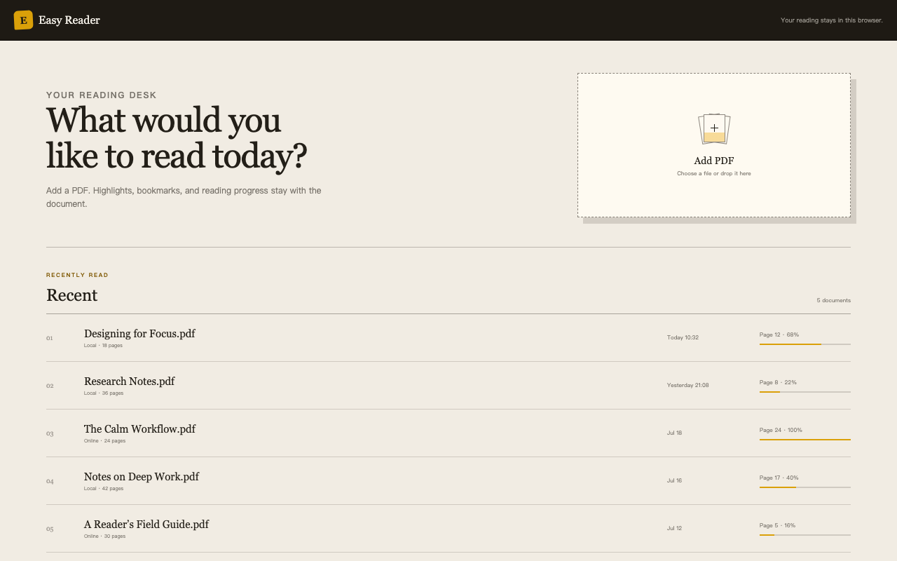 Easy Reader offline document library